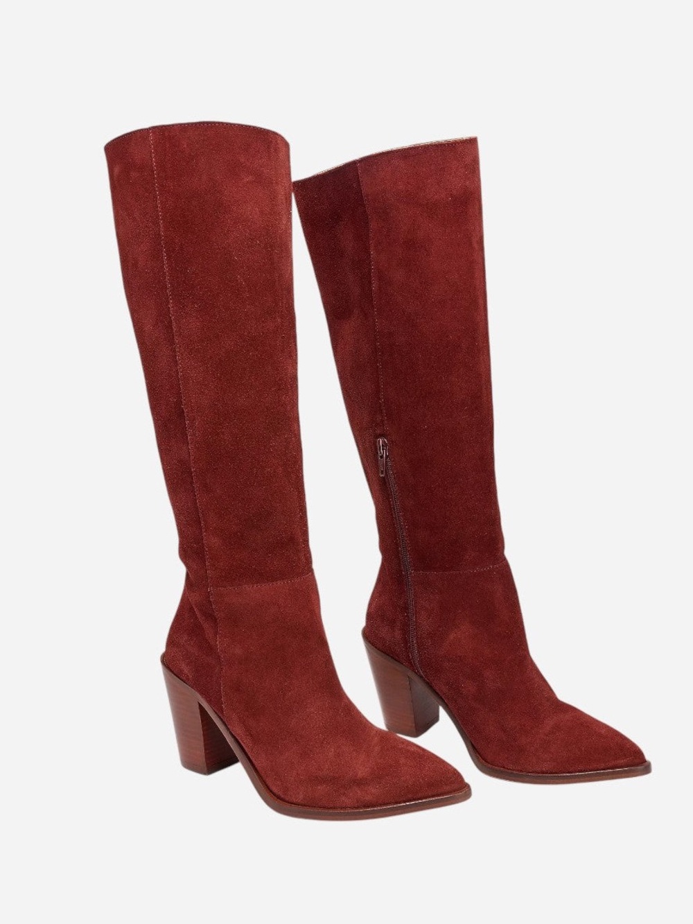 INTENTIONALLY BLANK Debbie Mahogany Suede Knee High Boots Size 9.5 Western Fall